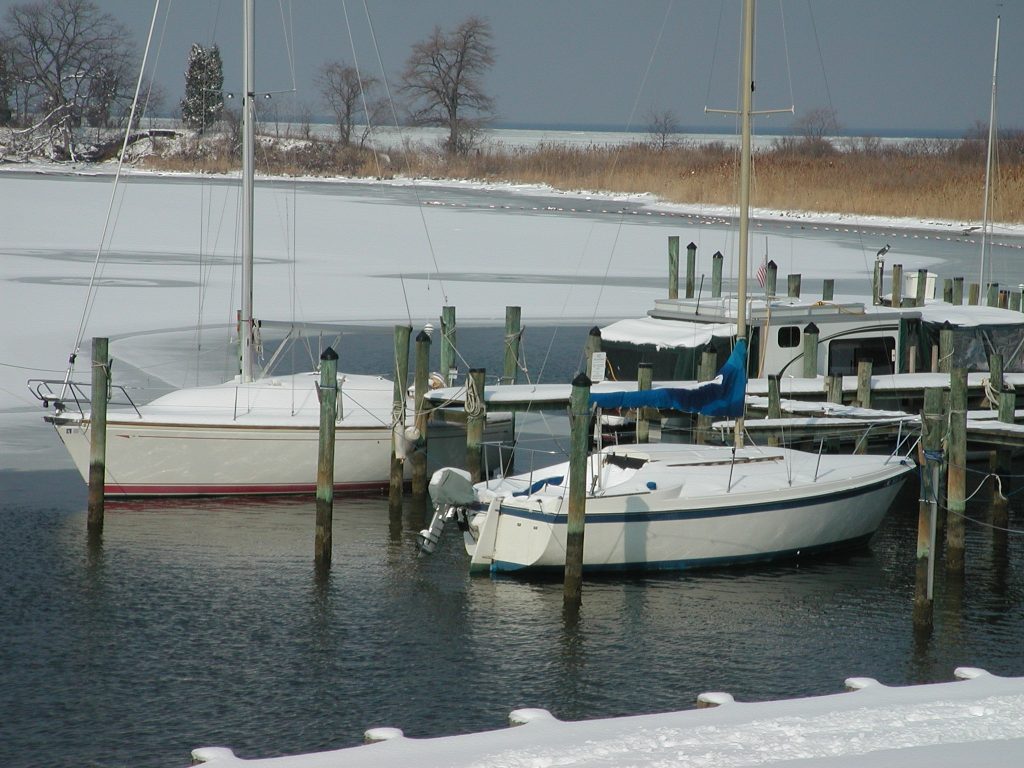 Snow on marina